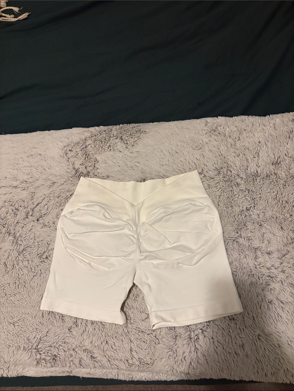 High-Waist White Sculpting Athletic Shorts for Women